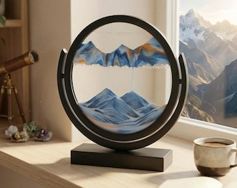 360 Rotating Quicksand Sand Art  Mountain Landscape Moving Sand Picture Decor