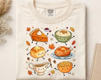 Thanksgiving Doodles DTF, Happy Thanksgiving DTF, Give Thanks DTF, Fall Season Shirt Print, Cozy Autumn Ready to Press, Halloween Girl Gift