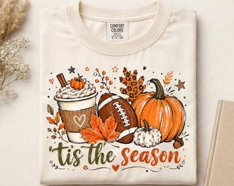 Tis The Season Fall DTF, Fall Season DTF, Pumpkin Coffee Ball Shirt Print, Cozy Autumn Season DTF Print, Floral Fall Girl Ready to Press