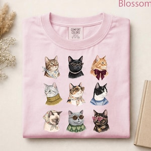 Stylish Cat DTF, Cat Sunglasses DTF, Cat Lover Shirt Print, Fashionista Kitties DTF Print, Cute Glam Cat Ready to Press
