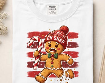 Striped Oh Snap Gingerbread DTF, Christmas Cookie DTF, Coquette Gingerbread Shirt Print, Xmas Holiday DTF Print, Christmas Girly Shirt Gift