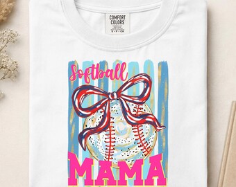 Prepppy Softball Mama DTF, Coquette Softball Mama DTF, Baseball Season Shirt Print, Softball Mom DTF Print, Softball Game Day Ready to Press