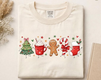 Cute Christmas Doodle DTF, Coquette Christmas Tree Gingerbread Shirt Print, Xmas Holiday DTF, Holiday Cooffee DTF, Christmas Snowman Gift