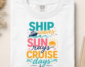 Ship Wave Sun Rays Cruise Day DTF, Family Cruise 2026 DTF, Summer Cruise Trip Shirt Print, Cruise Vacation Ready to Press, Summer Girl Gift