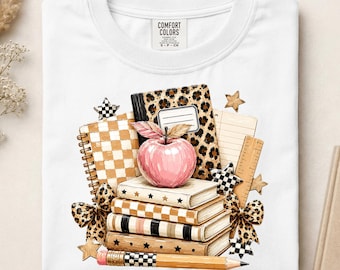 Coquette Back To School DTF, Welcome to School DTF Print, Teacher Life Shirt Print, Leopard Checkered Respect to Teacher DTF