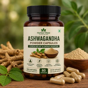 Ashwagandha Capsules 100 Count | Natural Ayurvedic Herbal Supplement | Stress Support | Wellness & Daily Health Care | Made in India