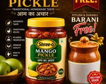 Auténtico encurtido casero de mango / Aam ka Achar picante y agridulce (500 g)