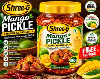 Picles de manga caseiro autêntico | Aam ka Achar picante e agridoce (500g)