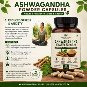 Ashwagandha Capsules 100 Count | Natural Ayurvedic Herbal Supplement | Stress Support | Wellness & Daily Health Care | Made in India