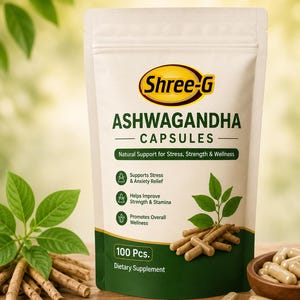 Ashwagandha Capsules 100 Count | Natural Ayurvedic Herbal Supplement | Stress Support | Wellness & Daily Health Care | Made in India