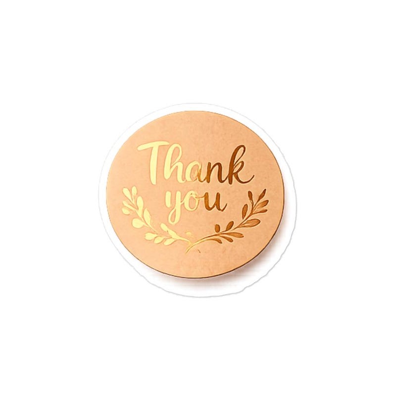 Gold Foil Kraft Paper Sticker | Thank You Sticker | Handmade With Love ...