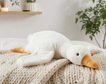 Large White Duck Plush Pillow Soft Stuffed Animal Cozy Bedroom Nursery Decorative Companion Gift