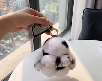 Elegant Bunny Keychain Plush Rabbit Bag Charm Faux Fur Purse Accessory Collectible Charm Decoration