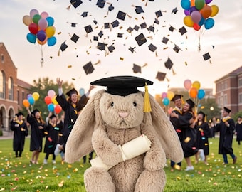Jellycat Stuffed Graduation Rabbit Plush Toy Featuring Academic Cap Decorative Keepsake Gift for Graduates