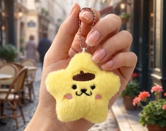 Fluffy Star Plush Bag Charm Stuffed Keychain Decorative Backpack Accessory Gift for Girls & Boys