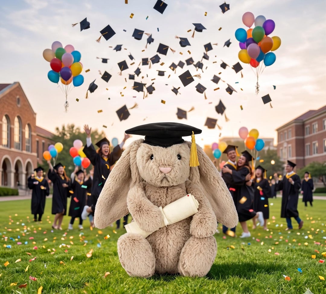 Acdanc Rabbit Jellycat Stuffed Graduation Rabbit Plush Toy Featuring Academic Cap ...