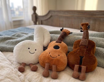 Music Plush Toy Collection Guitar Violin Stuffed Decorative Room Display Gift for Music Lovers