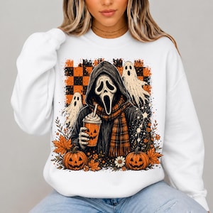 Ghostface Fall Coffee Png, Halloween Latte Shirt Design, Autumn Spooky Season Sublimation, Spooky Pumpkin Coffee PNG