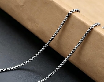 2mm Boxkedja Oxiderat Silver Rund Boxkedja 925 Sterling Silver