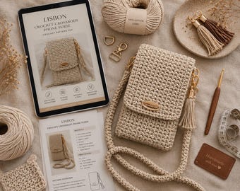 Gehäkelte Crossbody-Handytasche Muster, strukturierte minimalistische Geldbörse Anleitung (PDF)