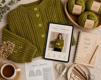 Cable Cardigan Crochet Pattern PDF, Chunky Wool Knit Tutorial (Sizes XS-3XL)
