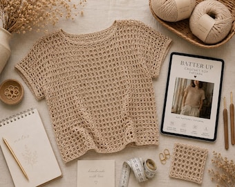 Modello PDF per top a rete all'uncinetto, tutorial per camicia estiva leggera all'uncinetto, modello di maglietta boho all'uncinetto, camicetta facile all'uncinetto