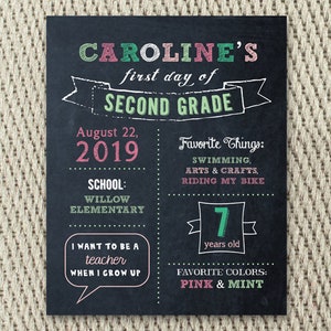 Sweet Mint First Day of School Chalkboard Sign: 8x10 Digital File