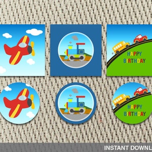 Transportation - Cars - Planes - Trains - Birthday Party - Happy Birthday - Instant Download - DIY Digital Decorations
