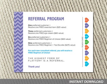 Rodan and Fields - Referral Punch Card Heart Chevron - Instant Download - 5.5x4.25 - Digital File