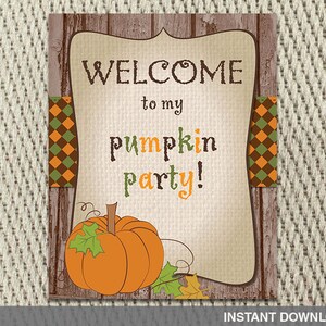 16x20 Poster - Rustic Argyle Pumpkin - Farm - Fall - Happy Birthday - Instant Download - DIY Digital Decorations