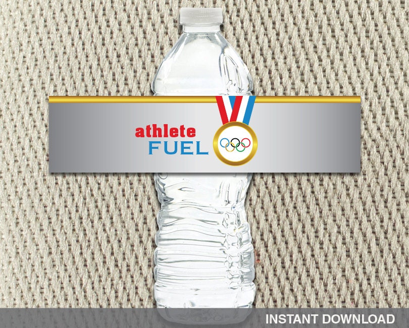 Water Bottle Labels Go For the GoldOlympicRed White Blue Etsy