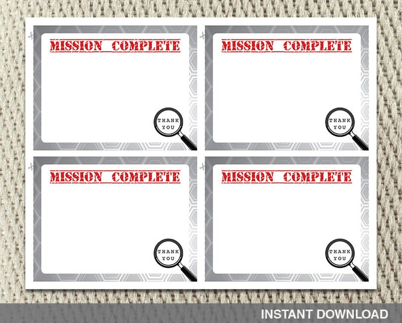 Thank You Card Secret Agent Spy Mission Impossible Happy - Etsy