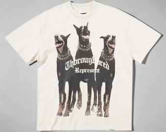 REPRESENT Duberman REP Camiseta gráfica lavada y desgastada para hombre, camiseta de cuello redondo de algodón estilo Harajuku americano vintage, prenda urbana de moda