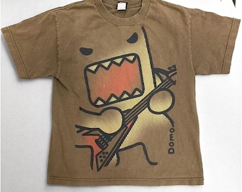 Vintage Domo T-Shirt: Y2K Japanese Mascot Graphic Tee unisex brown gold fun t shirt birthday gift
