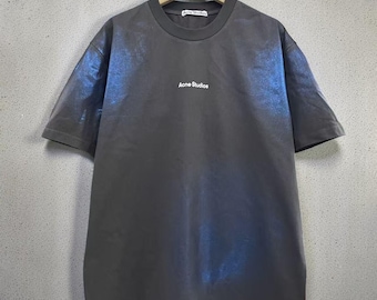 Camiseta unisex de algodón grueso con cuello redondo, efecto iridiscente y estampado en caliente, estilo Harajuku de los 90.