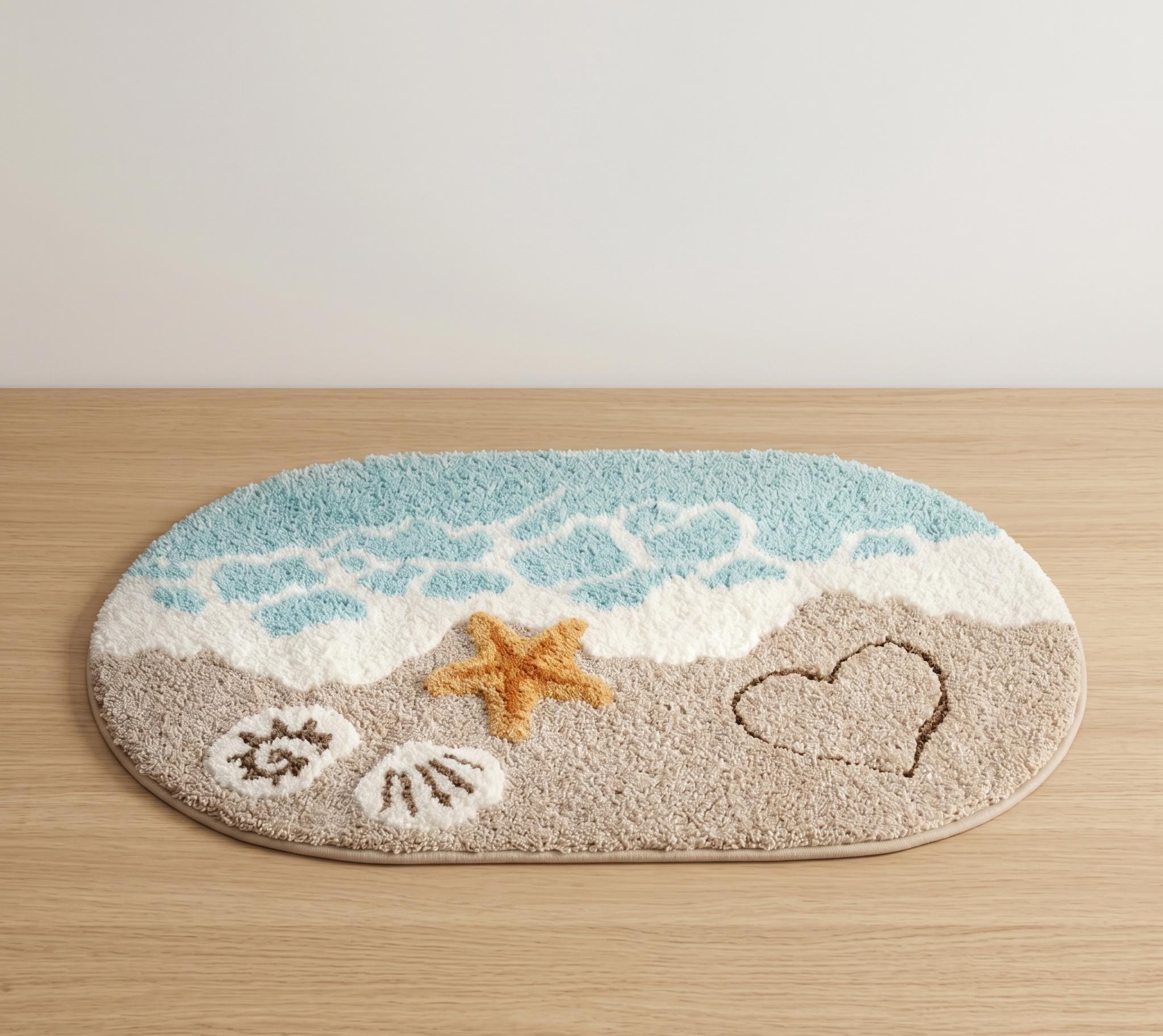 Beach waves bath mat - Etsy 日本