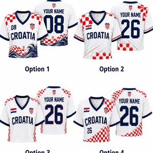 Croatia Checkered Soccer Crop Jersey, Personalized Name Number Women Football Shirt, Custom Game Day Fan Top, Croatia Supporter Gift image 6