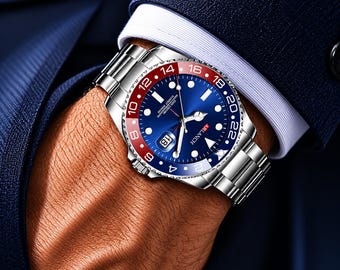 Stainless Steel Watch | Classic Diver Style Quartz Mens Wristwatch