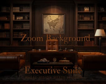 Fondo de Zoom para suite ejecutiva, oficina profesional, estantería (descarga digital)