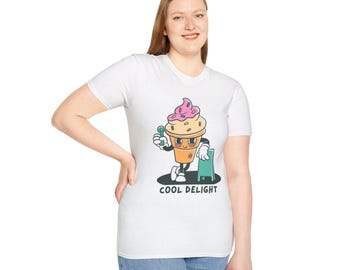 Cool Delight Ice Cream Character T-Shirt | Retro Cartoon Dessert Tee
