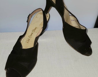 Vintage Evening Sandals 1950s 60s Dark Espresso Brown Suede Sandals Shoes Small Heels Mid Century Rockabilly 7.5 AA