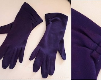 purple evening gloves