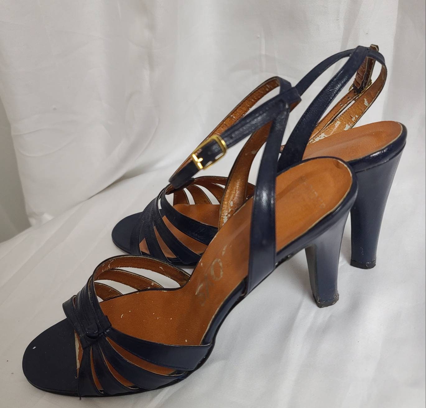 navy blue stiletto sandals