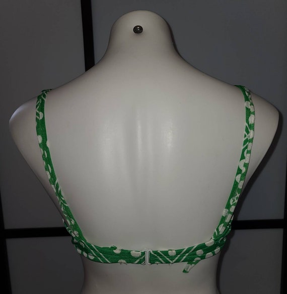 Vintage Bikini Top 1960s Bright Green White Nylon Pol… Gem