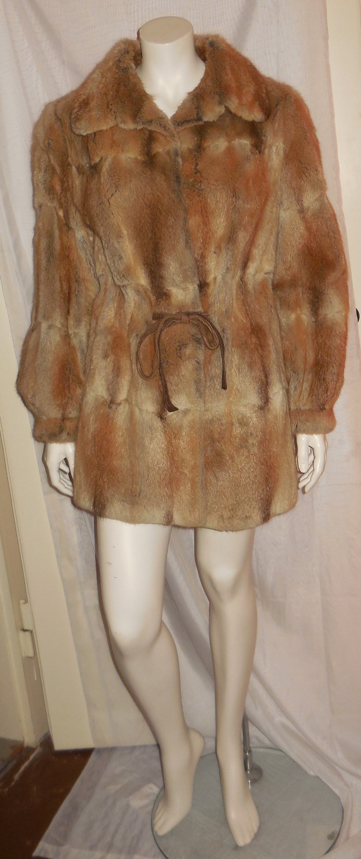 Vintage Fur Jacket 1960s 70s Blonde Muskrat Fur Coat Bisam Musquash