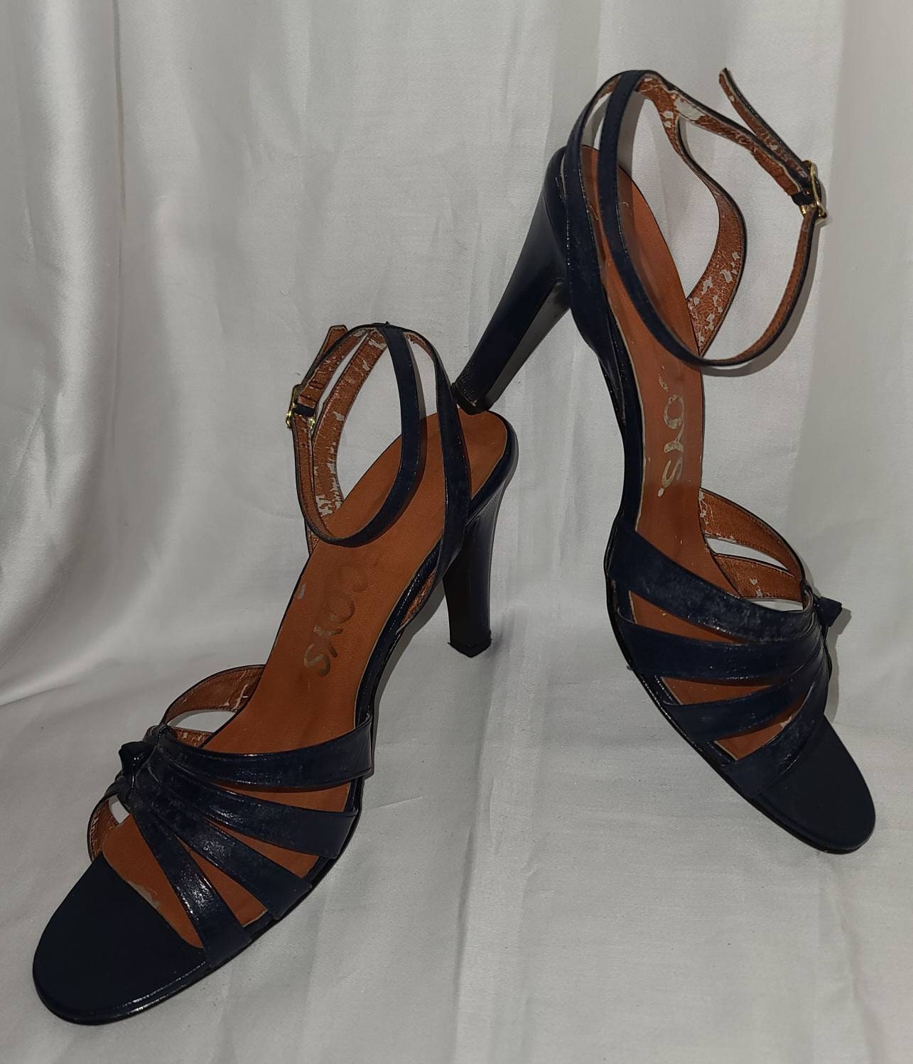 navy blue strappy sandals