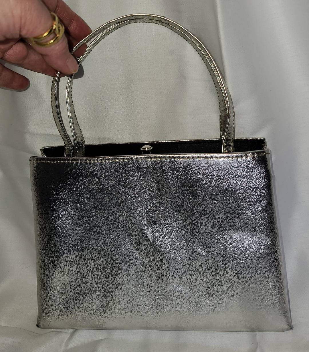 silver metal purse