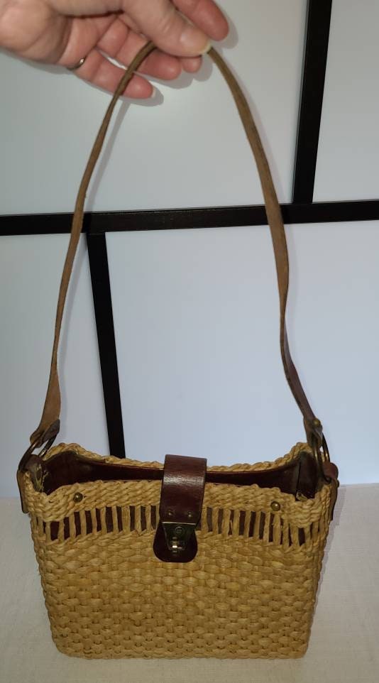 Vintage Aigner Purse 1960s 70s Rectangular Straw Etienne Aigner