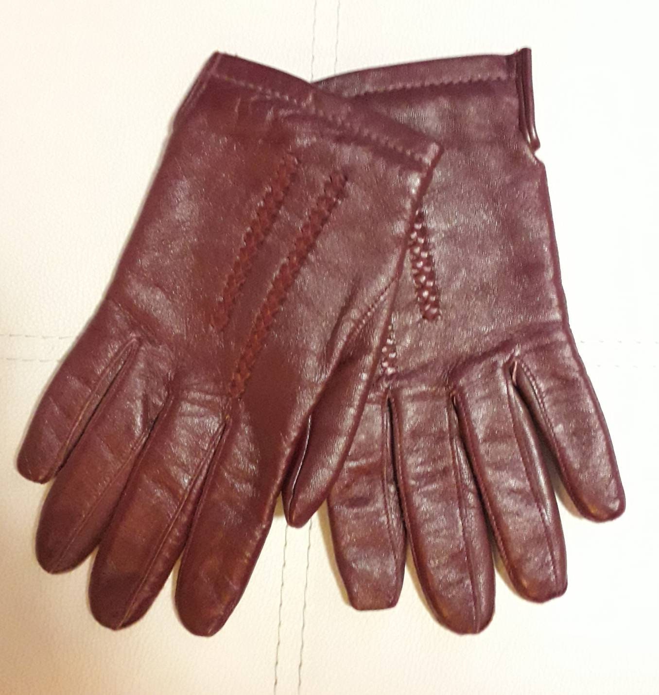 Vintage Leather Gloves 1980s Oxblood Maroon Leather Gloves Lined German ...