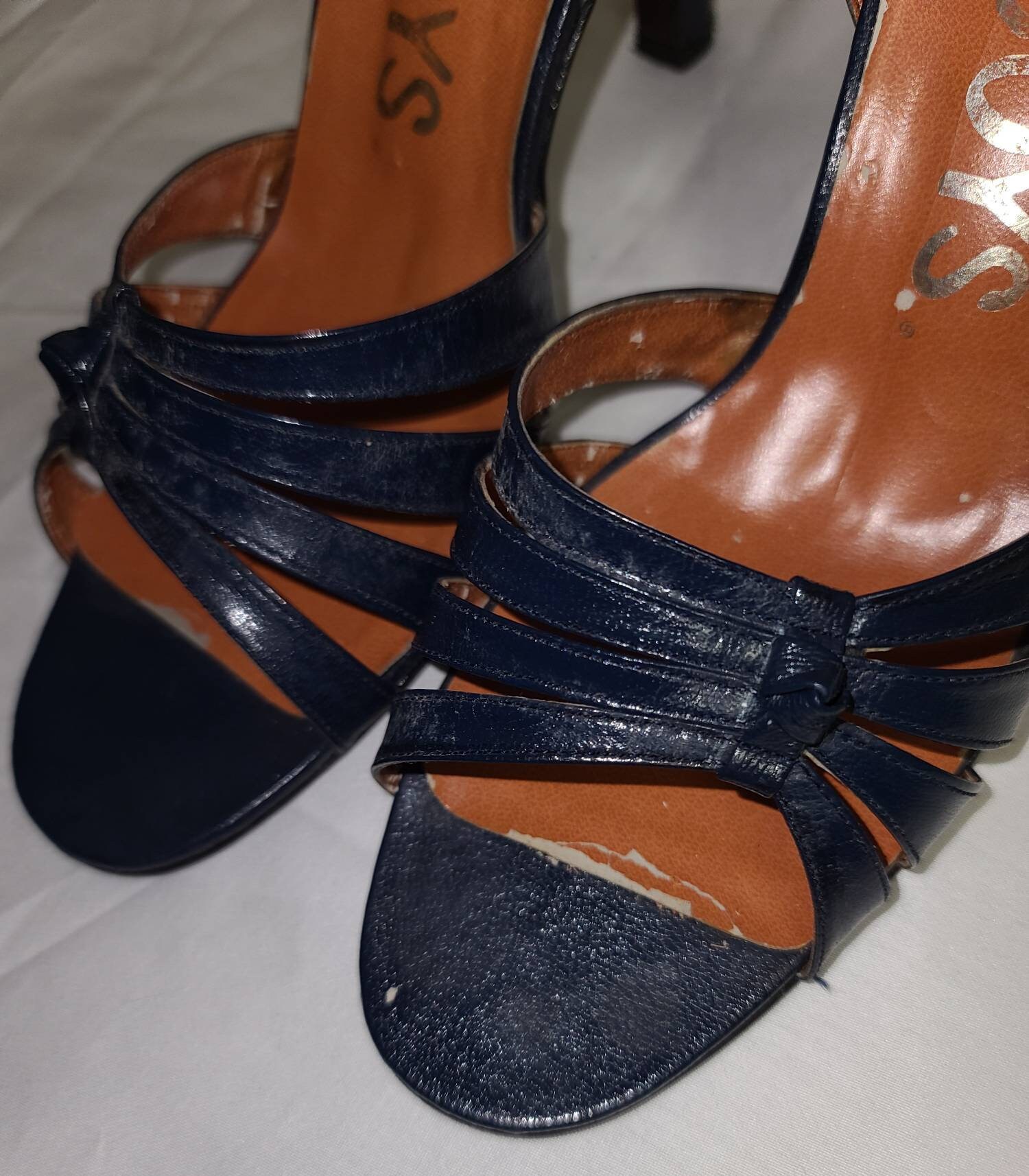 navy blue stiletto sandals